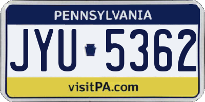 PA license plate JYU5362