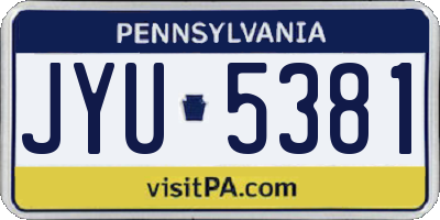 PA license plate JYU5381