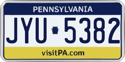 PA license plate JYU5382
