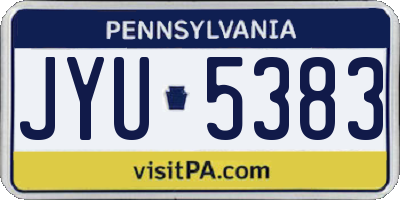 PA license plate JYU5383