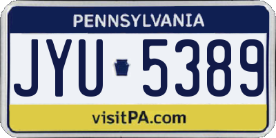 PA license plate JYU5389