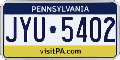 PA license plate JYU5402