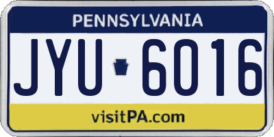 PA license plate JYU6016