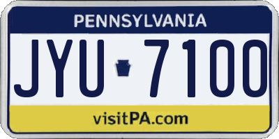 PA license plate JYU7100