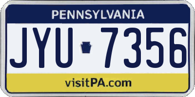PA license plate JYU7356
