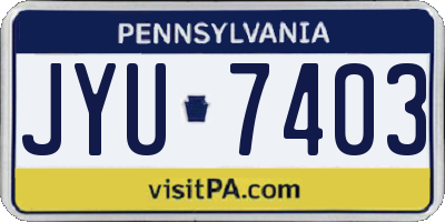 PA license plate JYU7403