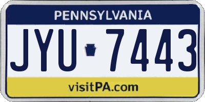 PA license plate JYU7443
