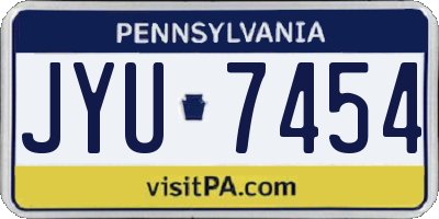 PA license plate JYU7454