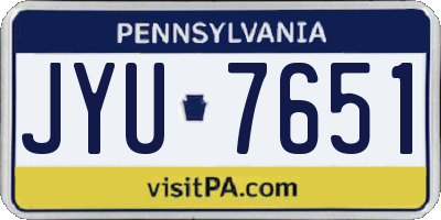 PA license plate JYU7651