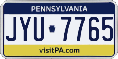 PA license plate JYU7765