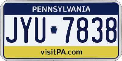 PA license plate JYU7838