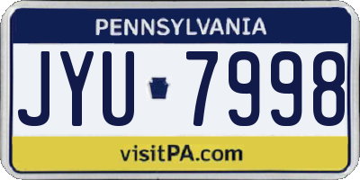 PA license plate JYU7998
