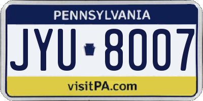 PA license plate JYU8007