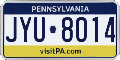 PA license plate JYU8014