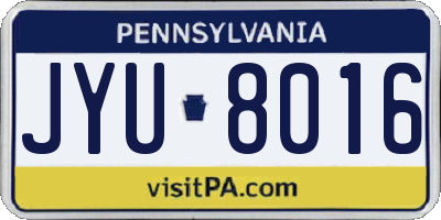 PA license plate JYU8016
