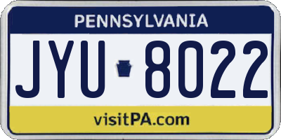 PA license plate JYU8022
