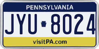 PA license plate JYU8024