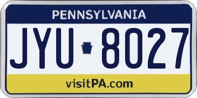 PA license plate JYU8027