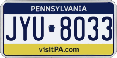 PA license plate JYU8033