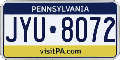 PA license plate JYU8072