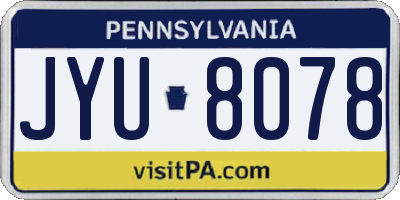 PA license plate JYU8078