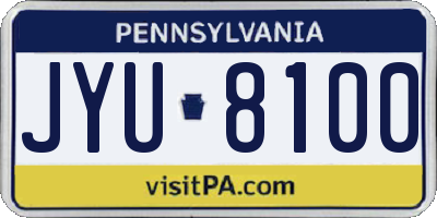 PA license plate JYU8100