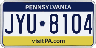 PA license plate JYU8104
