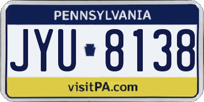 PA license plate JYU8138