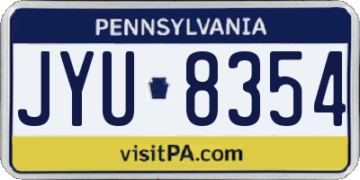 PA license plate JYU8354
