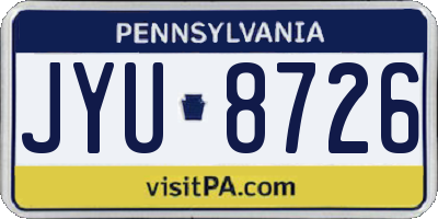 PA license plate JYU8726