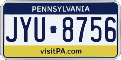 PA license plate JYU8756