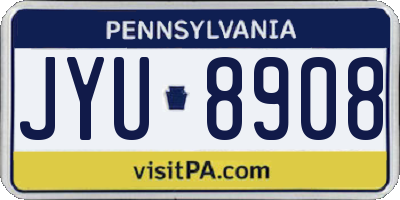 PA license plate JYU8908
