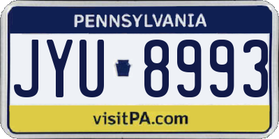 PA license plate JYU8993