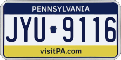 PA license plate JYU9116