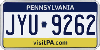 PA license plate JYU9262