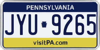 PA license plate JYU9265