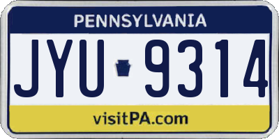 PA license plate JYU9314