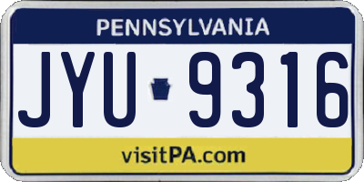 PA license plate JYU9316