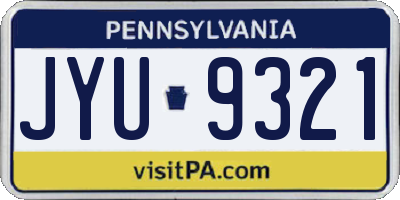 PA license plate JYU9321