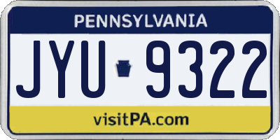 PA license plate JYU9322