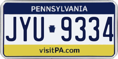 PA license plate JYU9334