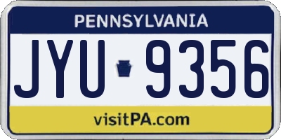 PA license plate JYU9356