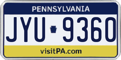 PA license plate JYU9360