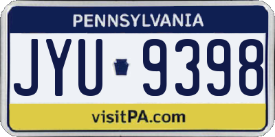 PA license plate JYU9398