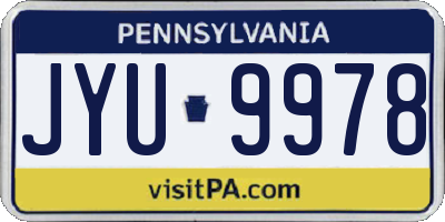 PA license plate JYU9978