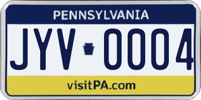 PA license plate JYV0004