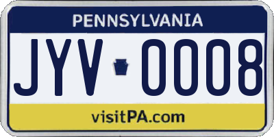 PA license plate JYV0008