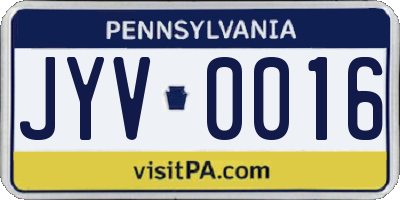 PA license plate JYV0016