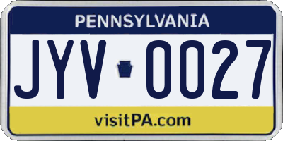 PA license plate JYV0027