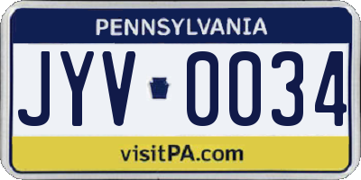 PA license plate JYV0034